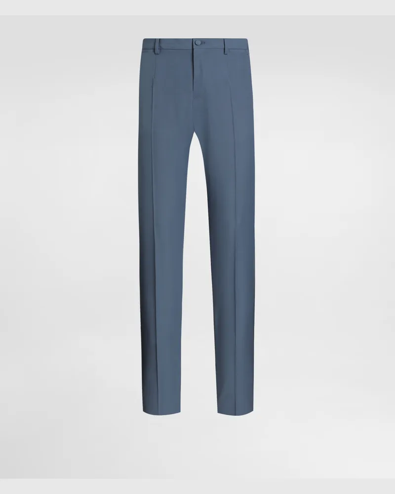 Dolce & Gabbana Pantaloni In Popeline Di Lana - Uomo Pantaloni E Shorts Azzurro Azzurro