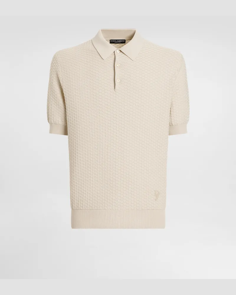 Dolce & Gabbana Polo In Cotone Con Logo Ricamato - Uomo Maglieria Beige Beige