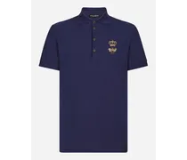 Polo Piquet Di Cotone Con Ricamo - Uomo T-shirts E Polo Blu Cotone