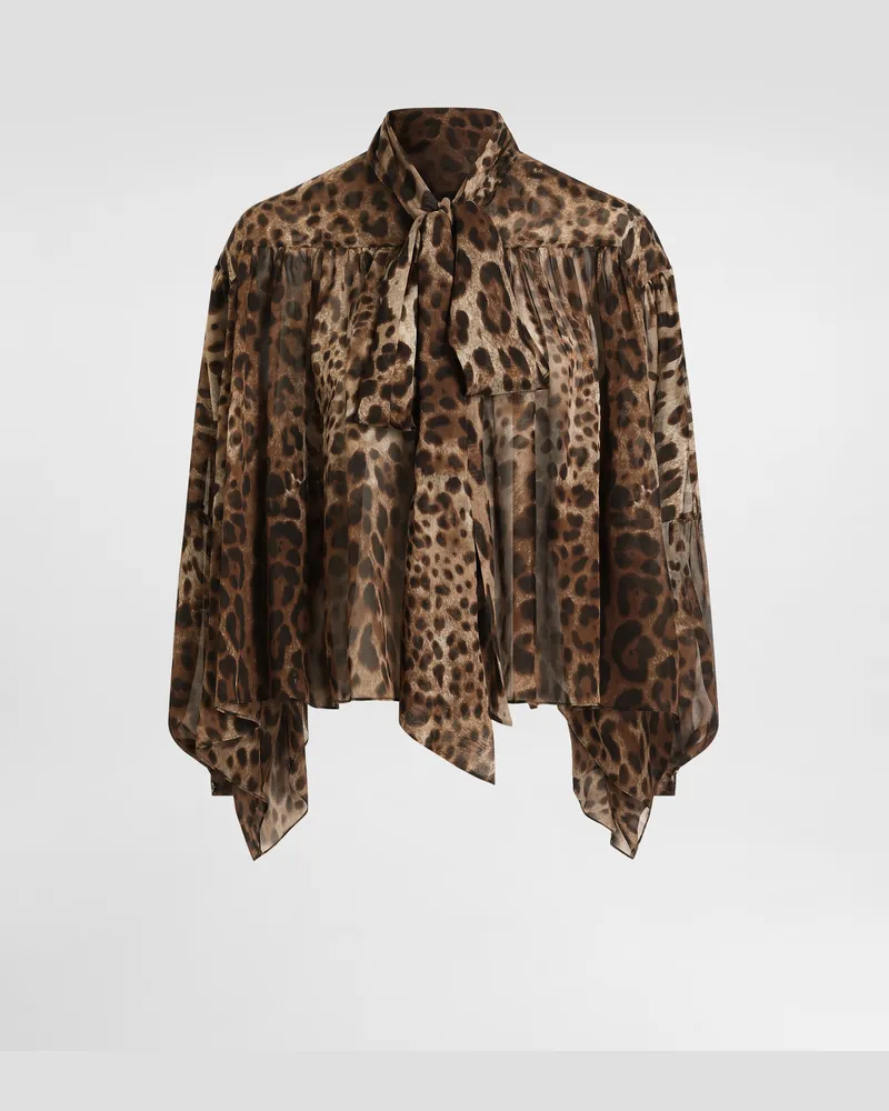Dolce & Gabbana Camicia In Chiffon Di Seta Stampa Leo - Donna Camicie E Top Stampa Animalier Leo