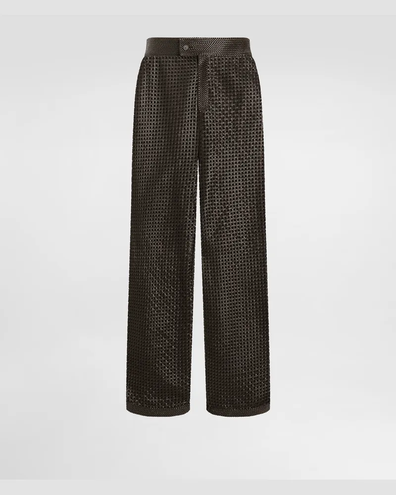Dolce & Gabbana Pantaloni Flare Intreccio In Nappa - Uomo Pantaloni E Shorts Multicolore Marrone-grigio