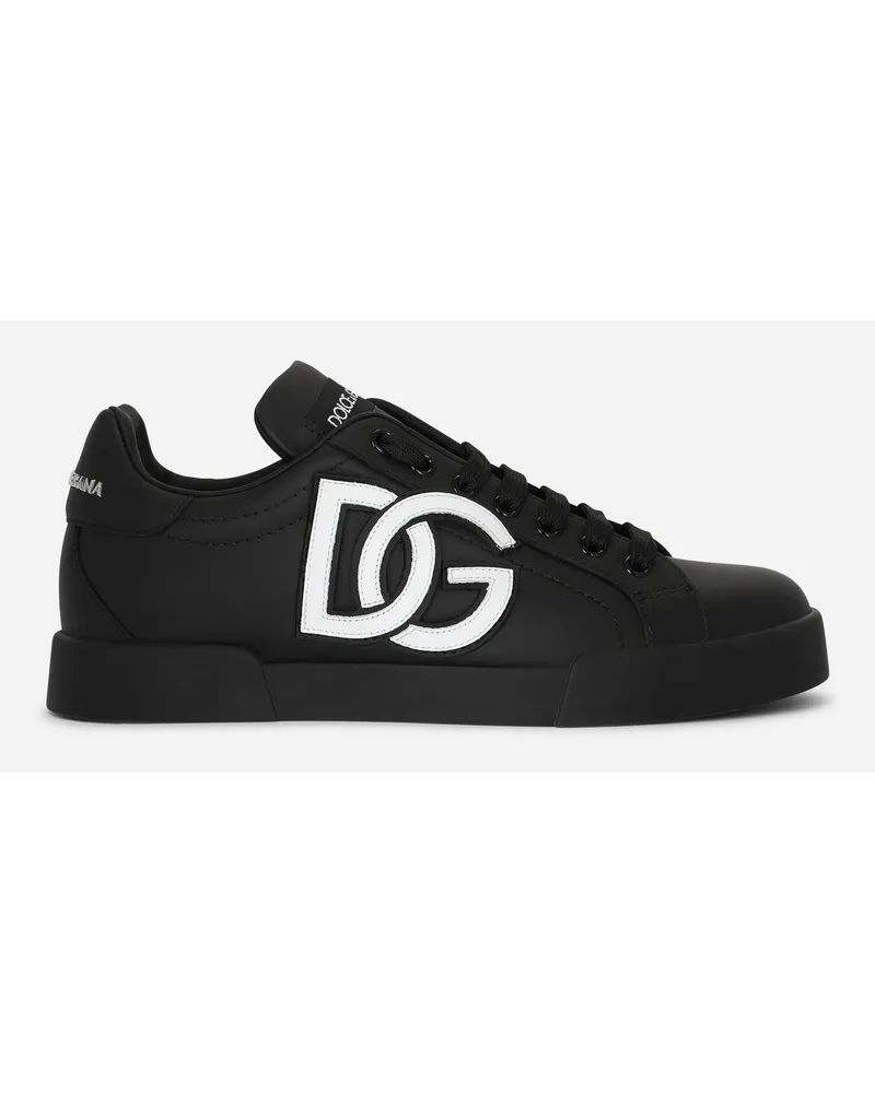 Dolce & Gabbana Sneaker Portofino In Pelle Di Vitello Con Logo Dg - Donna Sneaker Multicolore Pelle Nero