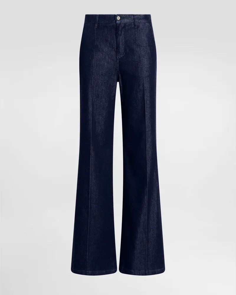 Dolce & Gabbana Pantaloni Palazzo In Denim Di Seta - Donna Denim Multicolore Variante