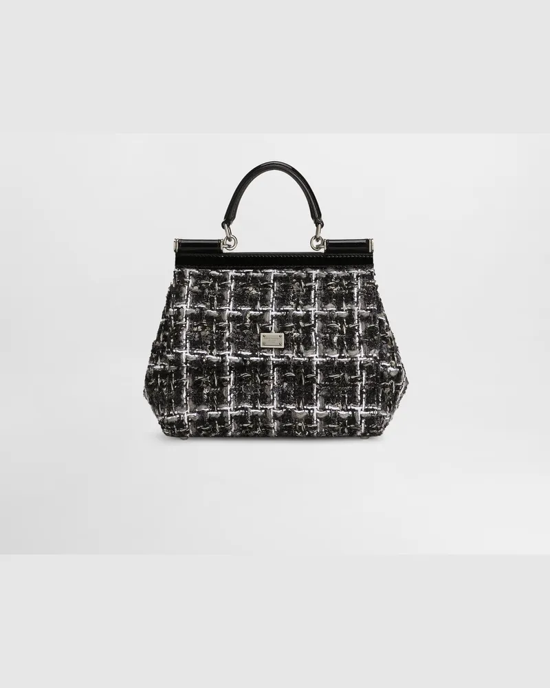 Dolce & Gabbana Borsa Sicily Media In Boucle - Donna Borse A Mano Nero Nero