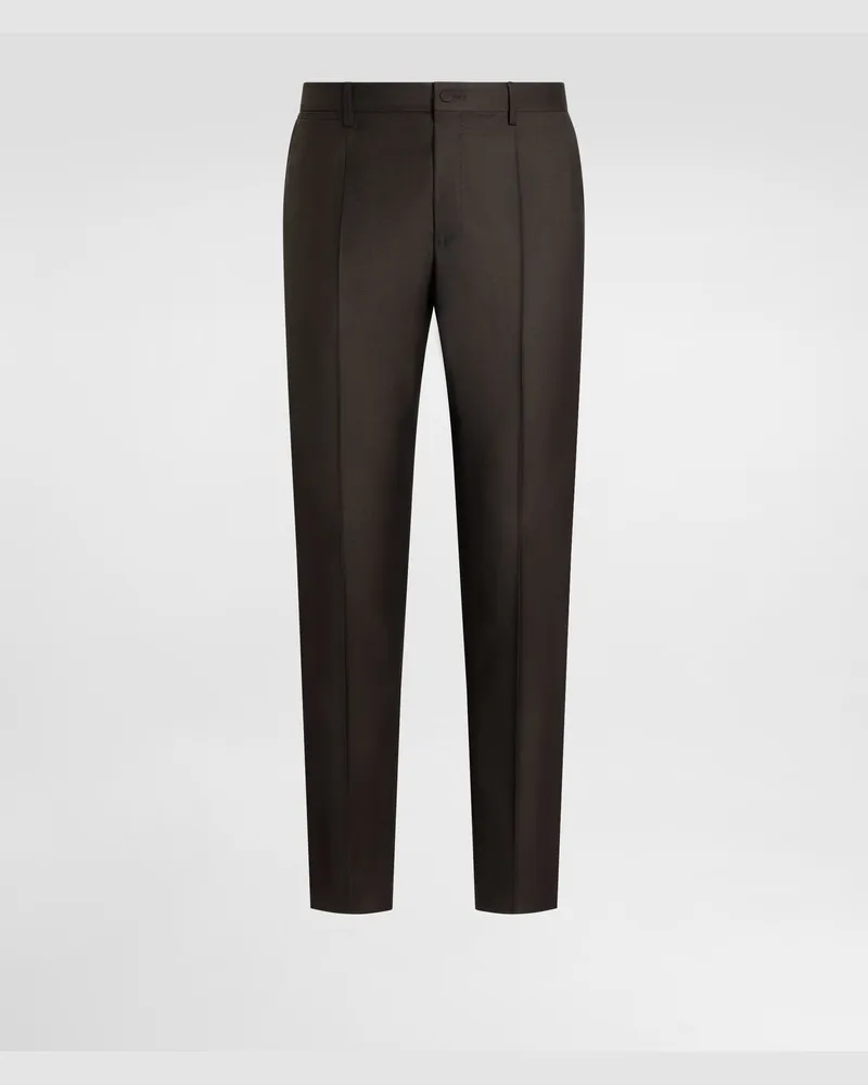 Dolce & Gabbana Pantaloni In Lana Vergine - Uomo Pantaloni E Shorts Marrone Ebano