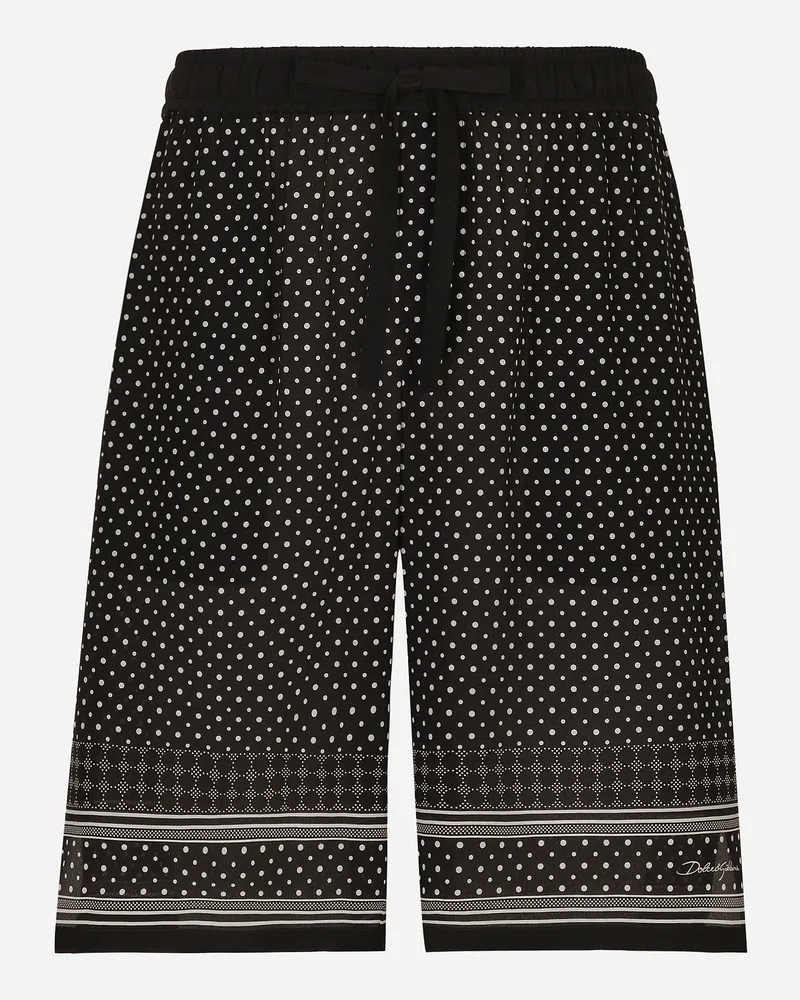 Dolce & Gabbana Bermuda Jogging In Seta Stampa Cravatteria - Uomo Pantaloni E Shorts Stampa Stampa