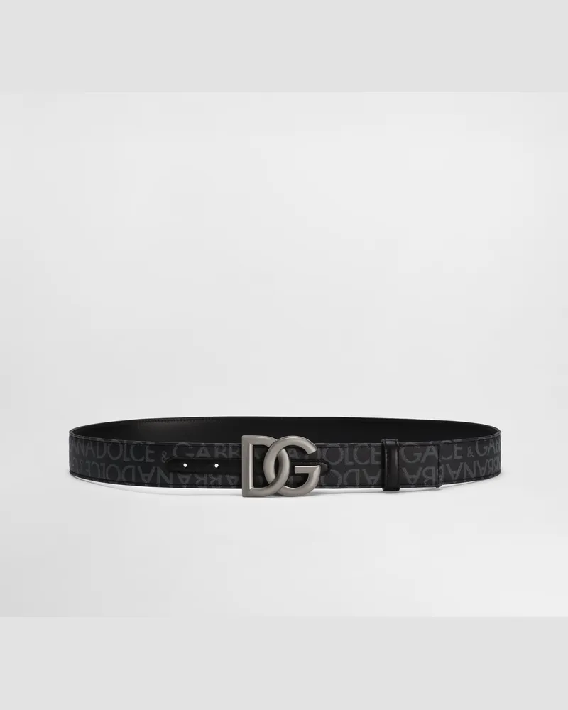 Dolce & Gabbana Cintura Con Logo Dg - Uomo Cinture Multicolore Tessuto Nero