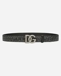 Dolce & Gabbana Cintura Con Logo Dg - Uomo Cinture Multicolore Tessuto Nero