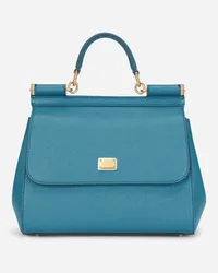 Dolce & Gabbana Borsa Sicily Media In Pelle Di Vitello Dauphine - Donna Borse A Mano Azzurro Pelle Azzurro