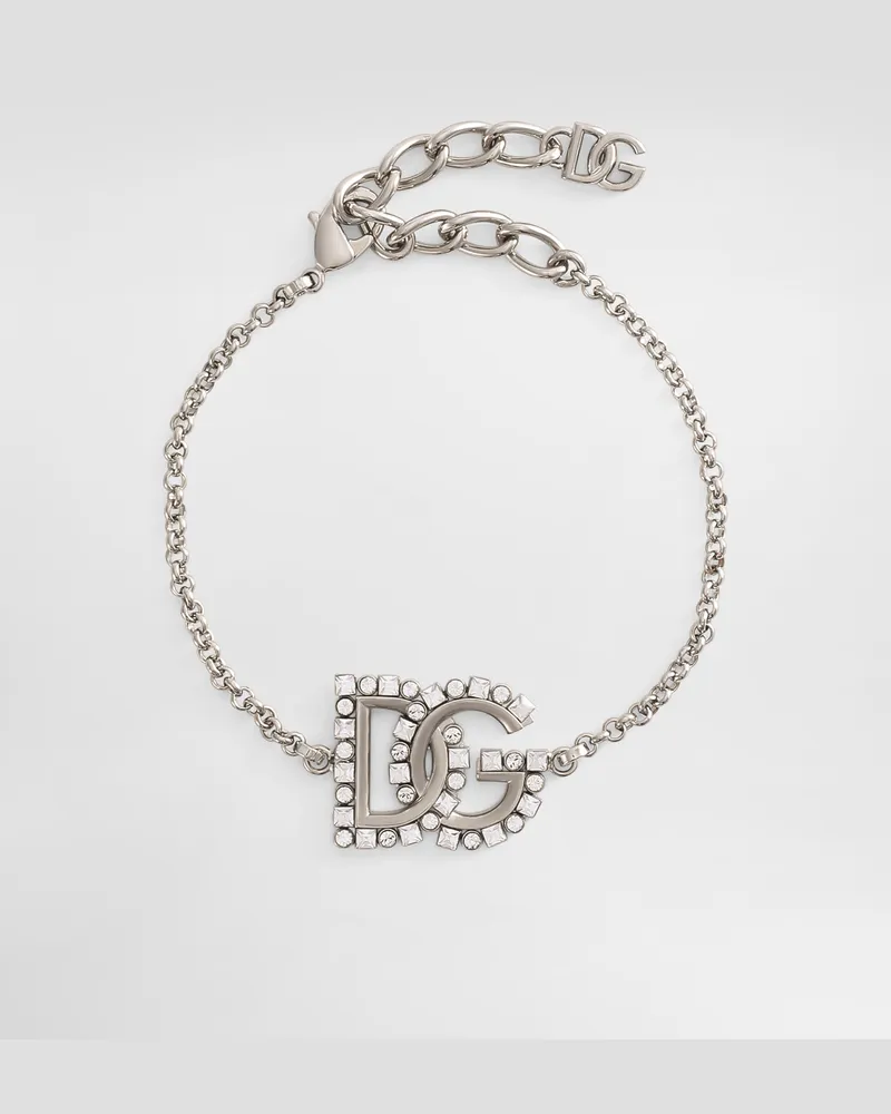 Dolce & Gabbana Bracciale A Catena Sottile Con Logo Dg - Donna Bijoux Argento Metallo Argento
