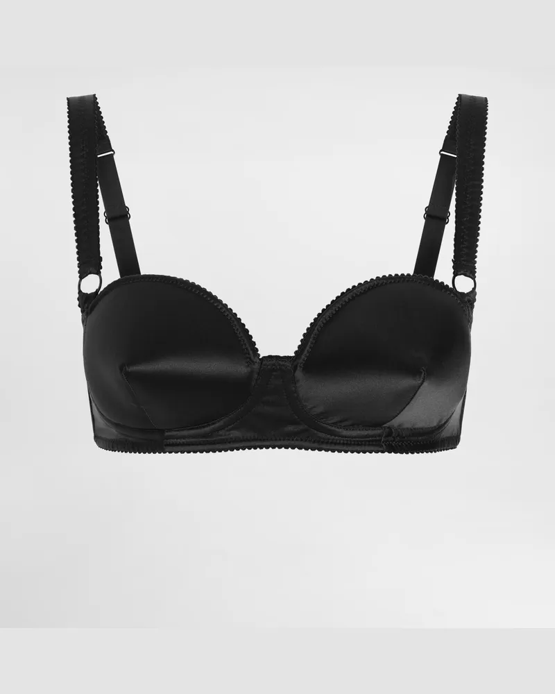 Dolce & Gabbana Reggiseno Balconcino In Raso Con Coppe A Cono - Donna Intimo Nero Nero