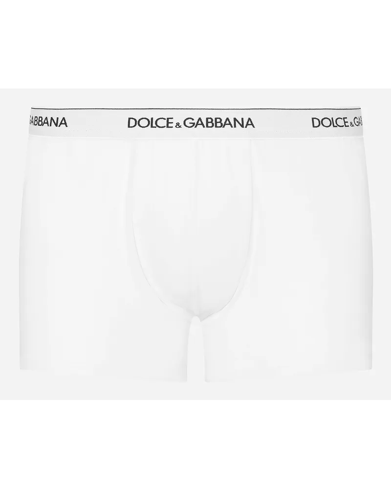 Dolce & Gabbana Bi-pack Boxer Regular Cotone Stretch - Uomo Intimo E Loungewear Bianco Cotone Bianco