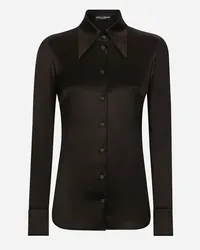 Dolce & Gabbana Long-sleeved Silk Shirt - Donna Camicie E Top Nero Seta Nero