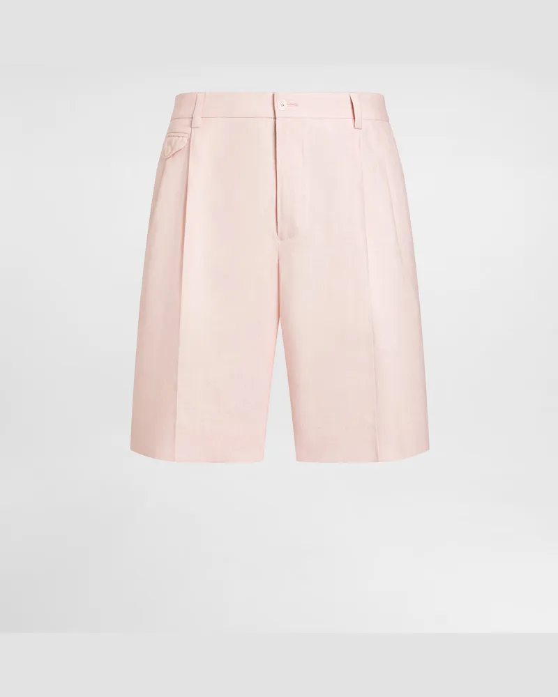 Dolce & Gabbana Bermuda In Lino - Uomo Pantaloni E Shorts Rosa Lino Rosa