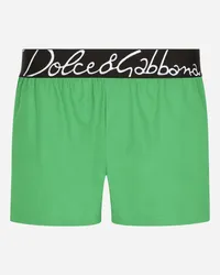 Dolce & Gabbana Boxer Da Mare Corto Logo - Uomo Beachwear Verde Tessuto Verde