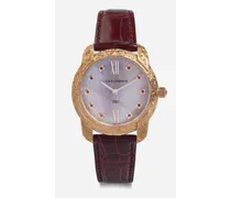 Dg7 Gattopardo Watch In Red Gold With Pink Mother Of Pearl And Rubies - Donna Orologi E Cinturini Bordeaux