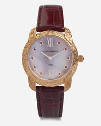 Dolce & Gabbana Dg7 Gattopardo Watch In Red Gold With Pink Mother Of Pearl And Rubies - Donna Orologi E Cinturini Bordeaux Bordeaux