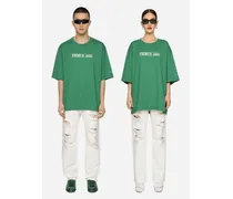 T-shirt Jersey Cotone Stampa Dg Vib3 E Logo - Uomo T-shirts E Polo Verde Cotone