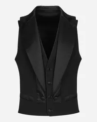 Dolce & Gabbana Gilet Monopetto In Gabardina - Uomo Abiti E Giacche Nero Lana Nero