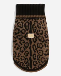 Dolce & Gabbana Maglione In Lana Per Cani - Uomo Accessori Per Cani Stampa Animalier Leo