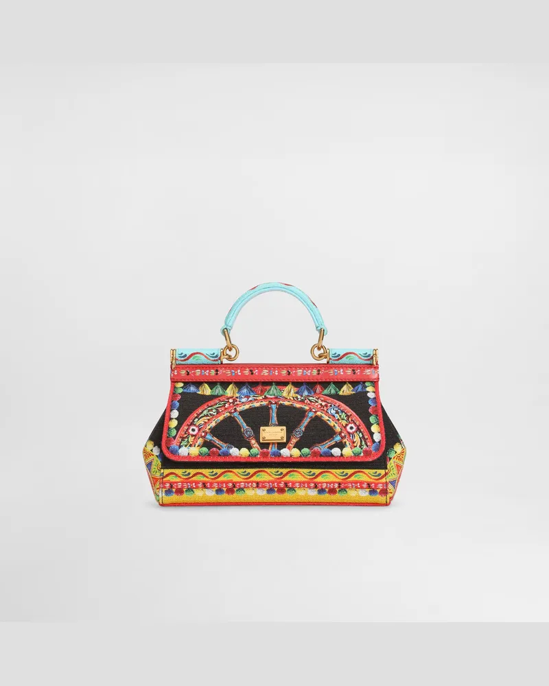 Dolce & Gabbana Borsa A Mano Sicily Mini Stampa Carretto - Donna Borse A Mano Multicolore Multicolore