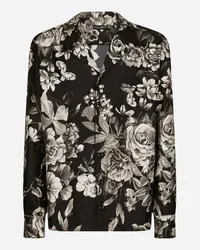 Dolce & Gabbana Camicia In Twill Di Seta Stampa Fiori - Uomo Camicie Stampa Stampa