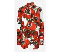 Camicia In Cotone Stampa Fiore Anemone - Donna Camicie E Top Stampa
