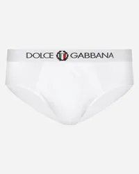 Dolce & Gabbana Slip Medio Cotone Stretch Con Crest - Uomo Intimo E Loungewear Bianco Cotone Bianco