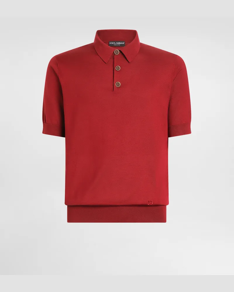 Dolce & Gabbana Polo In Seta Rasata - Uomo Maglieria Bordeaux Vinaccia