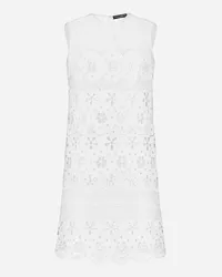 Dolce & Gabbana Abito Corto In Cotone Con Ricamo Cut Out - Donna Abiti Bianco Bianco