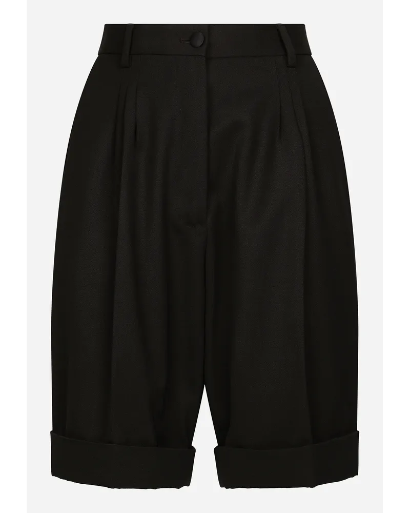 Dolce & Gabbana Bermuda In Gabardina Di Lana - Donna Pantaloni E Shorts Nero Nero