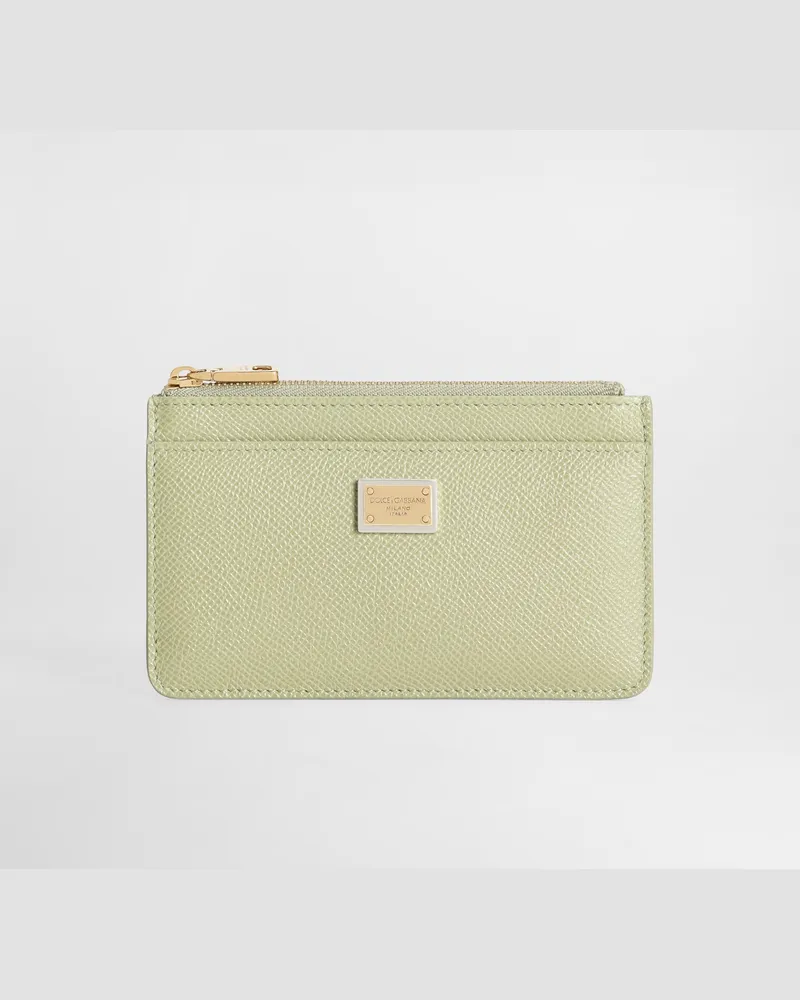 Dolce & Gabbana Portacarte In Pelle Di Vitello Dauphine - Donna Portafogli E Piccola Pelletteria Verde Pelle Verde