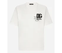 T-shirt Cotone Con Stampa E Ricamo Logo Dg - Uomo T-shirts E Polo Bianco Tessuto