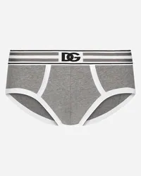 Dolce & Gabbana Slip Brando Jersey Bielastico Con Logo Dg - Uomo Intimo E Loungewear Grigio Cotone Grigio