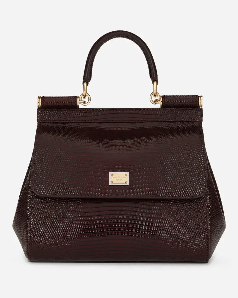 Dolce & Gabbana Borsa A Mano Sicily Media - Donna Borse A Mano Bordeaux Vinaccia