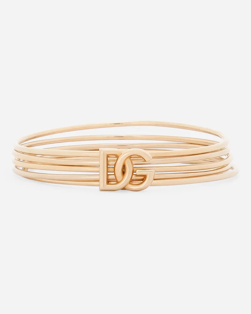 Dolce & Gabbana Bracciale Rigido Bangle Multicerchi Con Logo Dg - Donna Bijoux Oro Metallo Oro