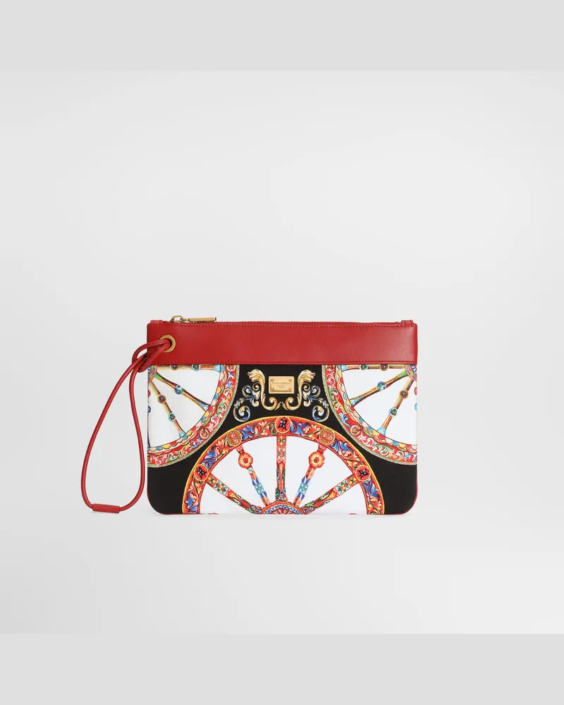 Dolce & Gabbana Necessaire In Canvas Stampa Carretto - Donna Portafogli E Piccola Pelletteria Multicolore Multicolore