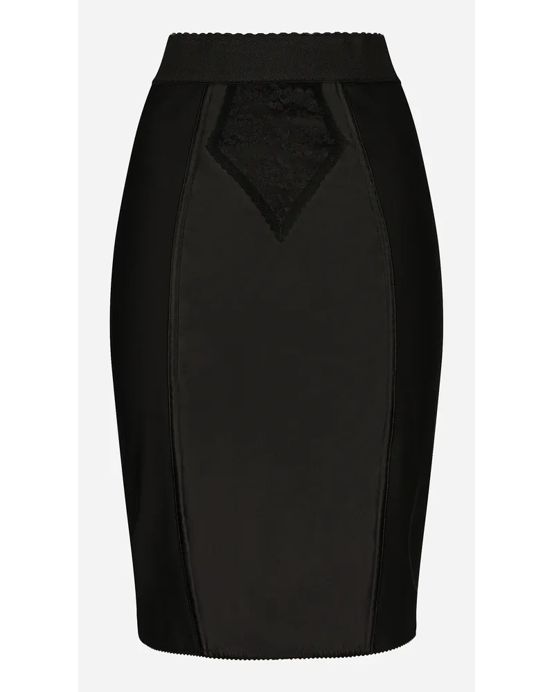 Dolce & Gabbana Gonna Midi In Raso E Powernet - Donna Gonne Nero Tessuto Nero