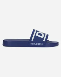 Dolce & Gabbana Slide Beachwear In Gomma Con Logo Dg - Uomo Sandali E Slide Bianco Gomma Blu