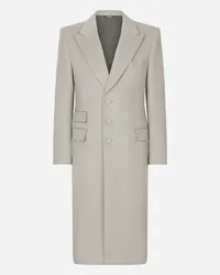 Dolce & Gabbana Cappotto Monopetto In Doppio Cashmere - Uomo Cappotti E Giubbotti Grigio Tessuto Grigio