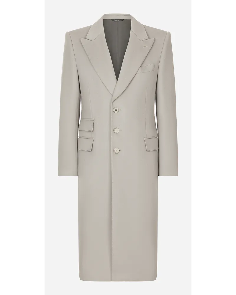Dolce & Gabbana Cappotto Monopetto In Doppio Cashmere - Uomo Cappotti E Giubbotti Grigio Tessuto Grigio