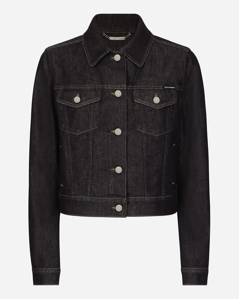 Dolce & Gabbana Giubbotto Cropped In Denim Di Cotone - Donna Denim Multicolore Variante
