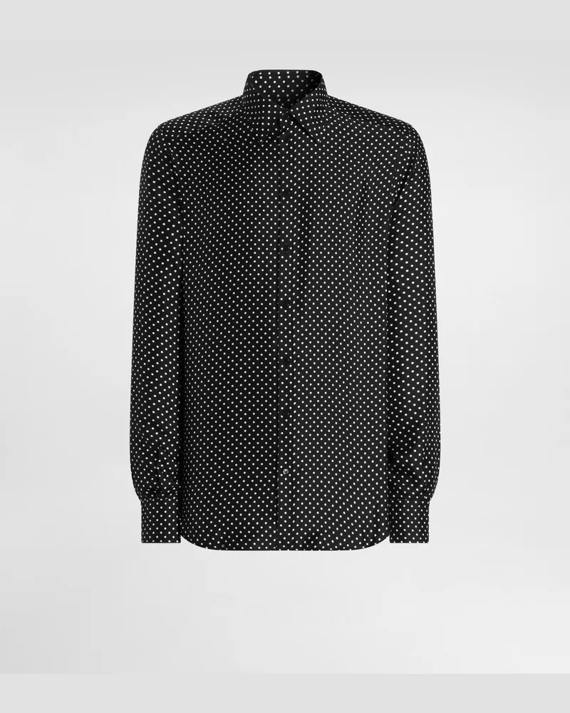 Dolce & Gabbana Camicia Martini In Twill Di Seta Stampa Pois - Uomo Camicie Multicolore Multicolore