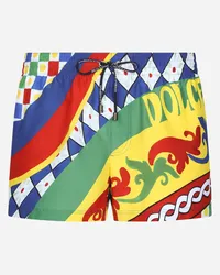 Dolce & Gabbana Short Swim Trunks With Carretto Print - Uomo Beachwear Stampa Carretto Tessuto Carretto