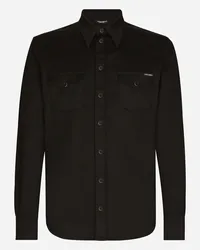 Dolce & Gabbana Camicia Jeans Stretch Nero Spalmato - Uomo Camicie Multicolore Cotone Variante