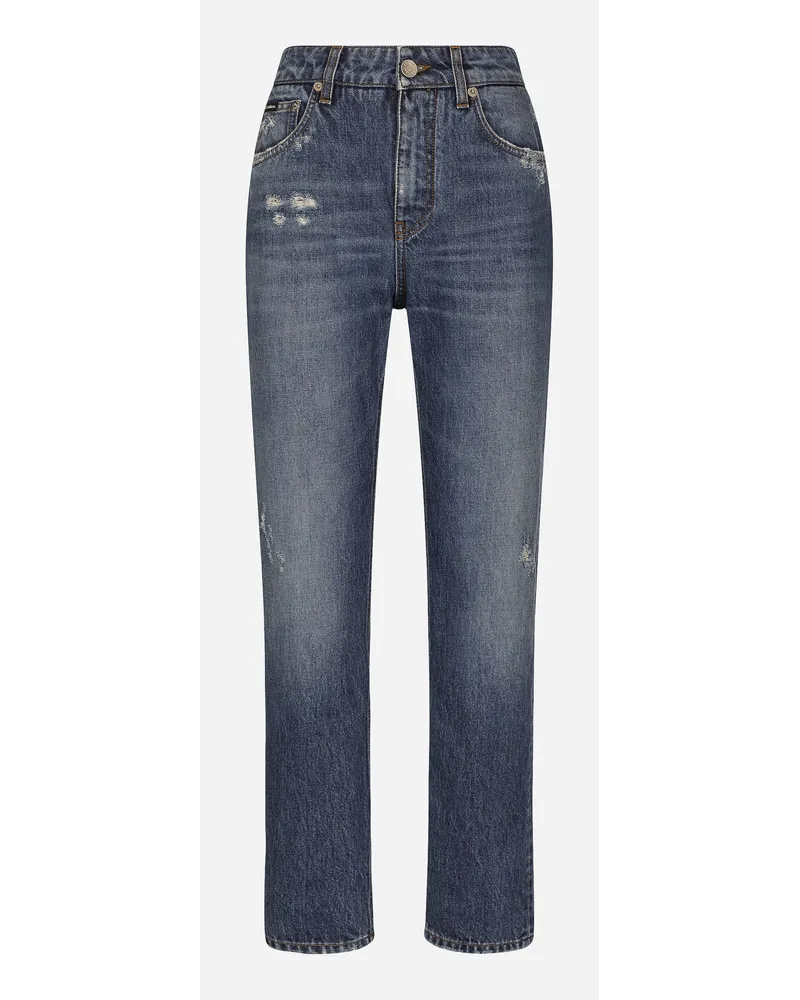 Dolce & Gabbana Jeans Boyfriend In Denim Blu Medio - Donna Denim Multicolore Cotone Variante