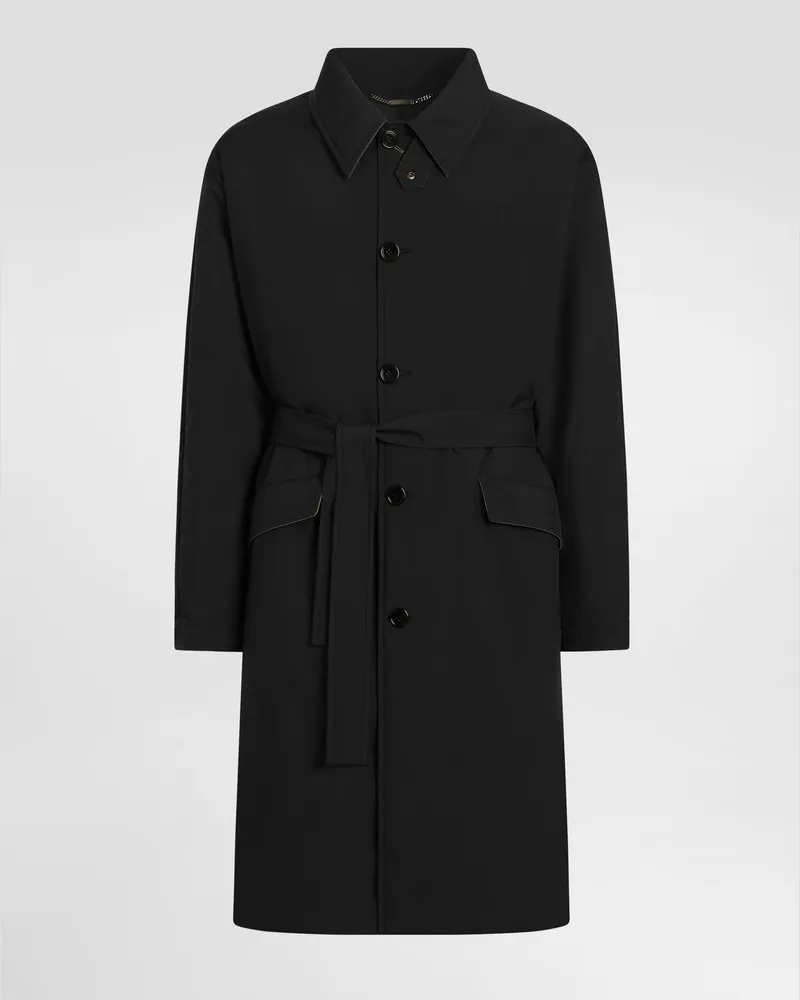 Dolce & Gabbana Trench Monopetto In Nylon - Uomo Cappotti E Giubbotti Nero Nero