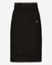 Dolce & Gabbana Gonna Midi In Tweed Con Logo Dg - Donna Gonne Nero Nero