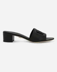 Dolce & Gabbana Slide In Pelle Di Vitello E Logo Dg - Donna Slide E Mule Nero Pelle Nero