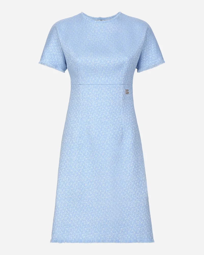 Dolce & Gabbana Abito Midi In Tweed Rachel Con Logo Dg - Donna Abiti Azzurro Azzurro